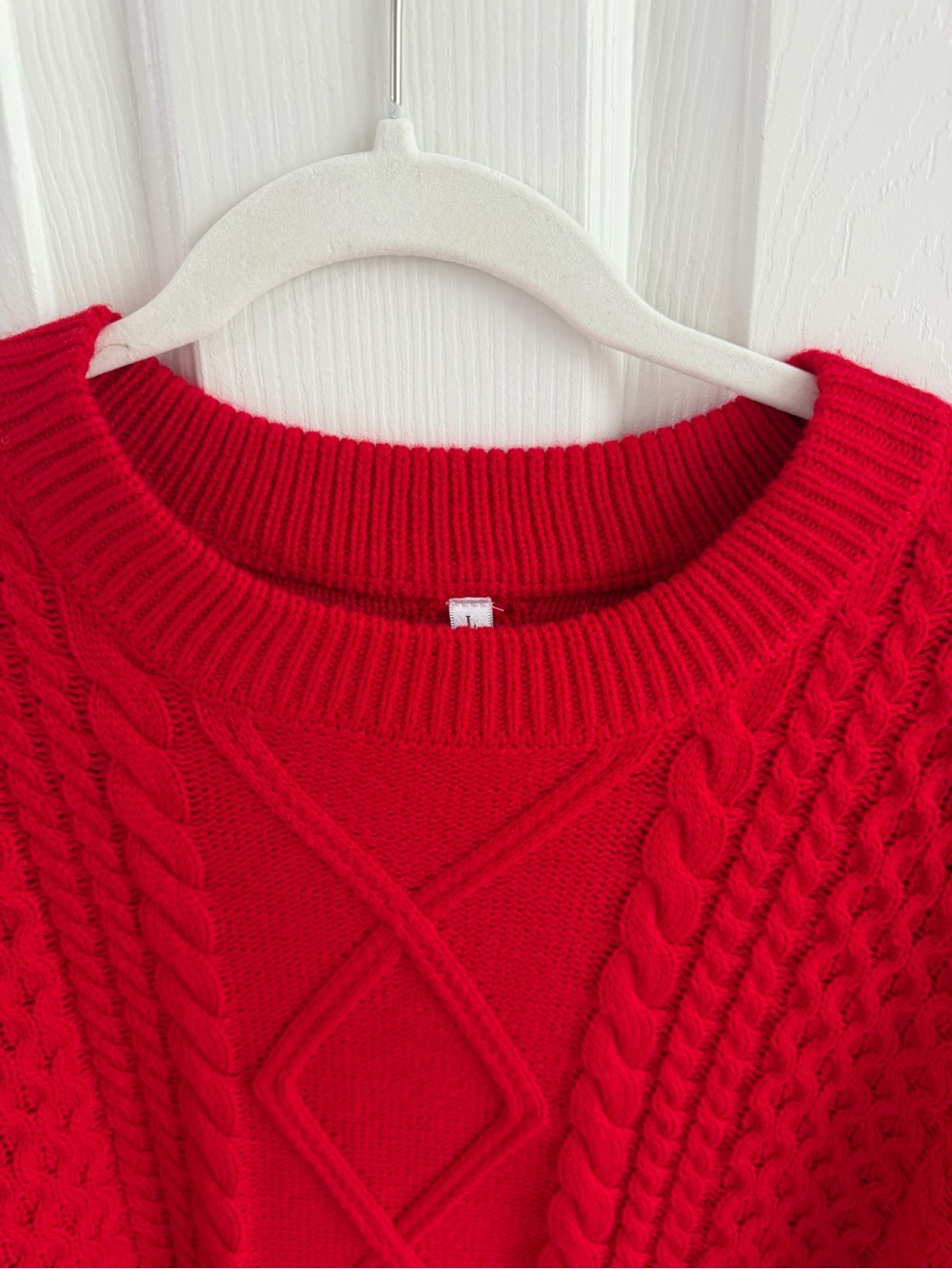 Anrabess Women's oversized Cable Knit Sweater - red - Picture 4 of 5